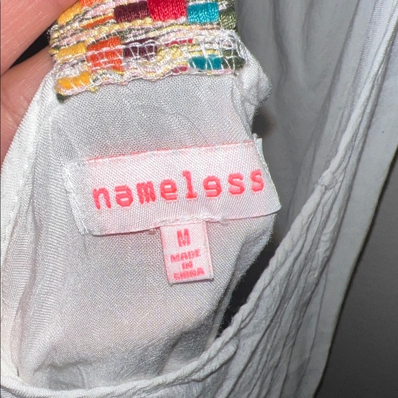 White Short Sleeveless Tank Dress with Colorful Back Detail - Picture 4 of 4